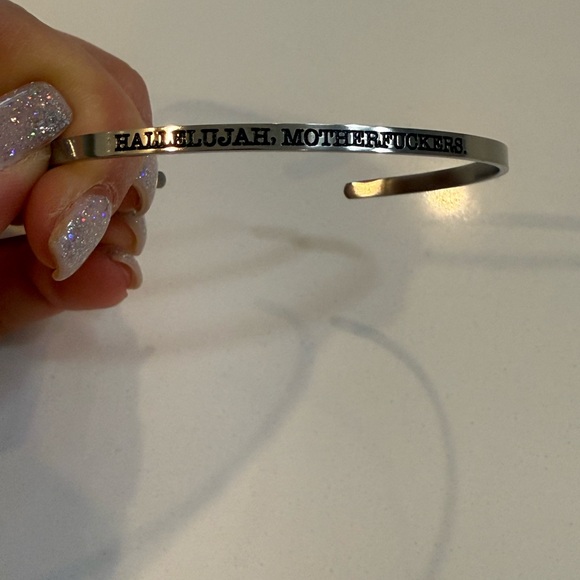 Silver Textured Open-Ended Bracelet - Picture 1 of 3
